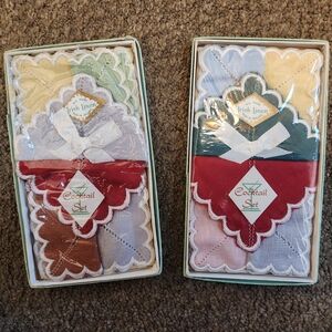 Vintage 1950's Pure Irish Linen Boxed Set Cocktail Set Napkins/Coasters